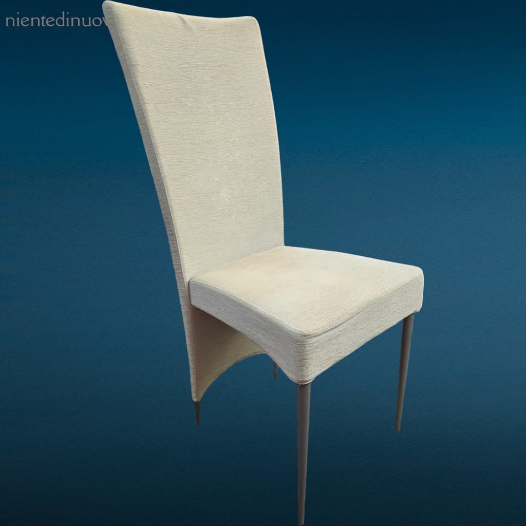41298.jpg sedia imbottita Cattelan in tessuto panna con gambe in acciaio