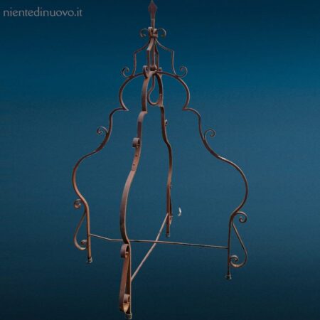 Ghiera da pozzo in ferro battuto pieno e chiodato per carrucole e restauri rustici