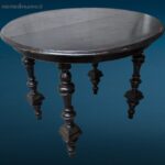41327.jpg Tavolo primi '900 nero allungabile con gambe lavorate e prolunghe in legno