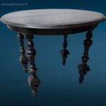 41327_1.jpg Tavolo primi '900 nero allungabile con gambe lavorate e prolunghe in legno