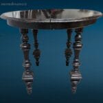41327_3.jpg Tavolo primi '900 nero allungabile con gambe lavorate e prolunghe in legno