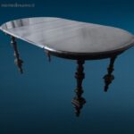 41327_4.jpg Tavolo primi '900 nero allungabile con gambe lavorate e prolunghe in legno
