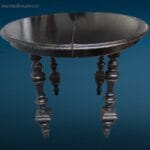 41327_5.jpg Tavolo primi '900 nero allungabile con gambe lavorate e prolunghe in legno