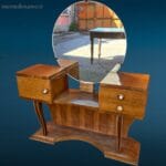 41335.jpg Pettineuse vintage anni ’60 con specchio tondo centrale in condizioni discrete