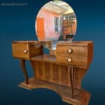 41335_3.jpg Pettineuse vintage anni ’60 con specchio tondo centrale in condizioni discrete