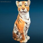 04451_2.jpg Tigre in ceramica di Bassano dipinta a mano in ottime condizioni