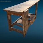 41421_2.jpg Antico tavolo da lavoro da falegname in legno massello con morsa originale