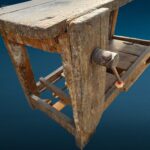 41421_3.jpg Antico tavolo da lavoro da falegname in legno massello con morsa originale