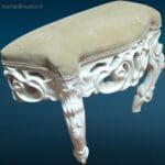 414224_11 sgabello imbottito elegante, arredo shabby chic, sgabello da camera, seduta da appoggio, sgabello in legno laccato, arredo provenzale, sgabello romantico vintage,