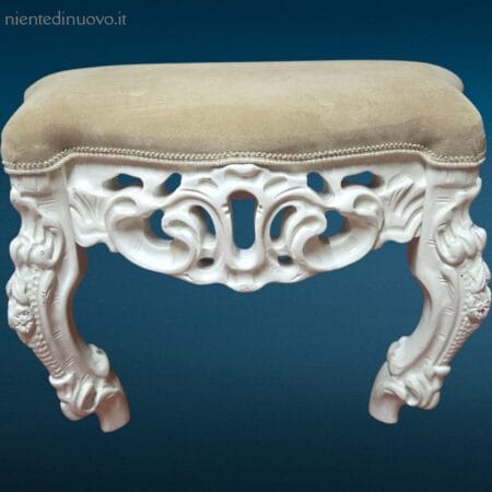 sgabello imbottito elegante, arredo shabby chic, sgabello da camera, seduta da appoggio, sgabello in legno laccato, arredo provenzale, sgabello romantico vintage,