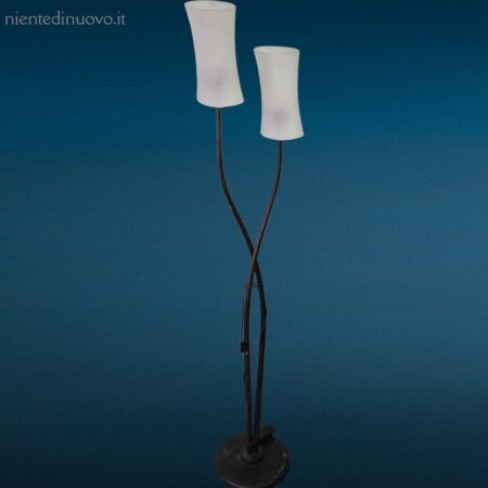 Lampada da terra design anni '80 con diffusori in vetro satinato