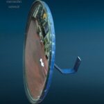 Specchio parabolico convesso da incrocio con staffa in ferro regolabile