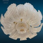 Lampadario da soffitto La Murrina anni '70 con 11 luci e foglie in vetro Murano