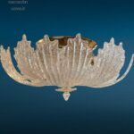 Lampadario da soffitto La Murrina anni '70 con 11 luci e foglie in vetro Murano