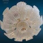 Lampadario da soffitto La Murrina anni '70 con 11 luci e foglie in vetro Murano