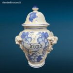 04702.jpg Vaso farmacia erboristeria in ceramica con coperchio e decorazioni con frutta