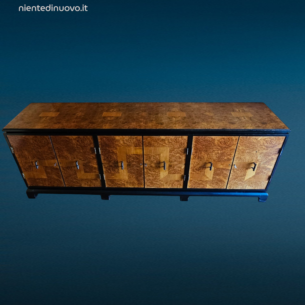 credenza sideboard Mario Labò anni 30 in radica di noce e acero chiaro