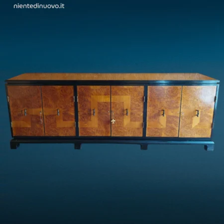 credenza sideboard Mario Labò anni 30 in radica di noce e acero chiaro