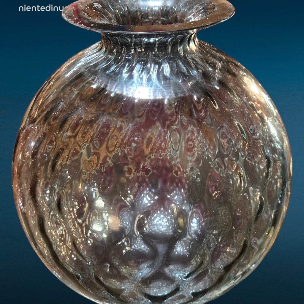 Vasi in vetro soffiato di Murano anni '50/'60 in ametista, fumé e acquamarina con lavorazione Balloton