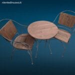 38836_2.jpg Set tavolino tondo con due poltroncine in ferro battuto e schienali in legno