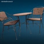 38836_5.jpg Set tavolino tondo con due poltroncine in ferro battuto e schienali in legno