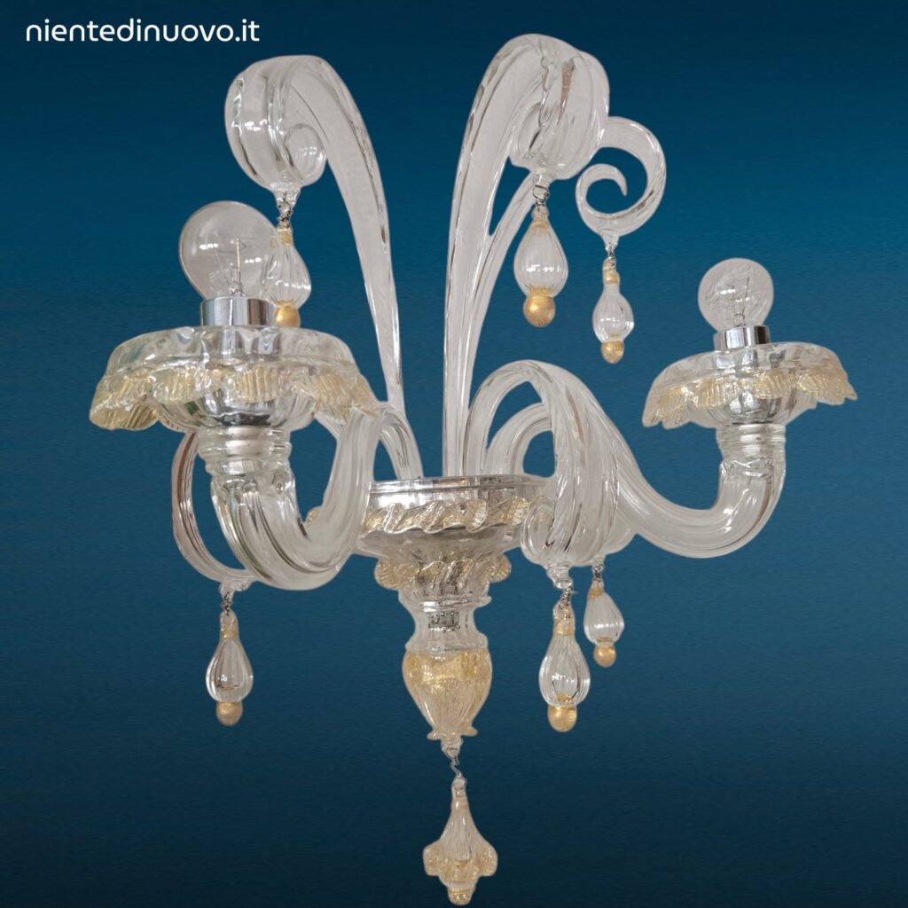 Lampada da parete Rabat 4513/02 Barovier e Toso in cristallo con decoro oro