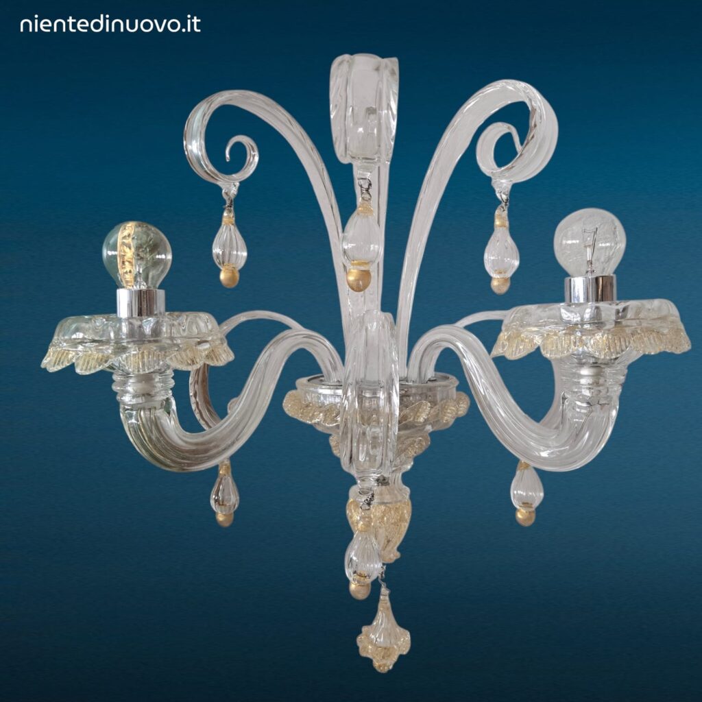 z41475_11 Lampada da parete Rabat 4513/02 Barovier e Toso in cristallo con decoro oro