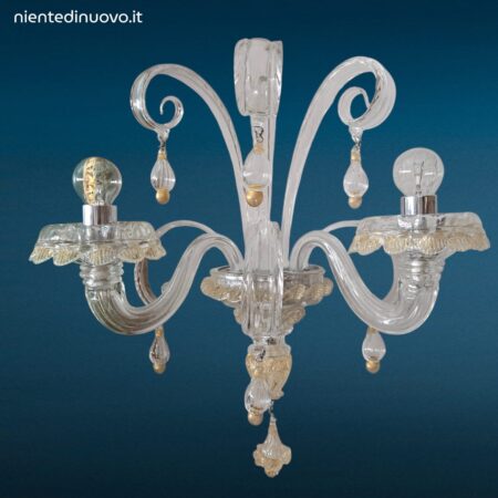 Lampada da parete Rabat 4513/02 Barovier e Toso in cristallo con decoro oro