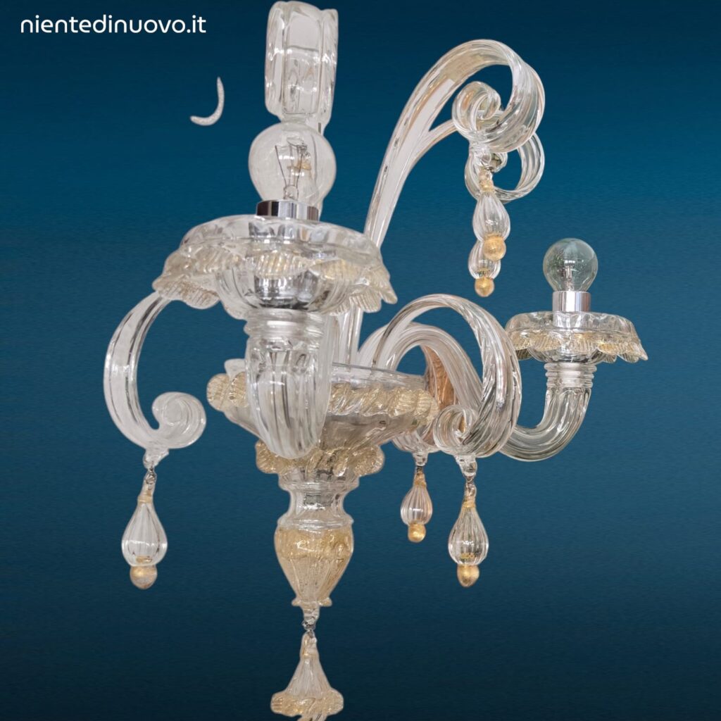 Lampada da parete Rabat 4513/02 Barovier e Toso in cristallo con decoro oro
