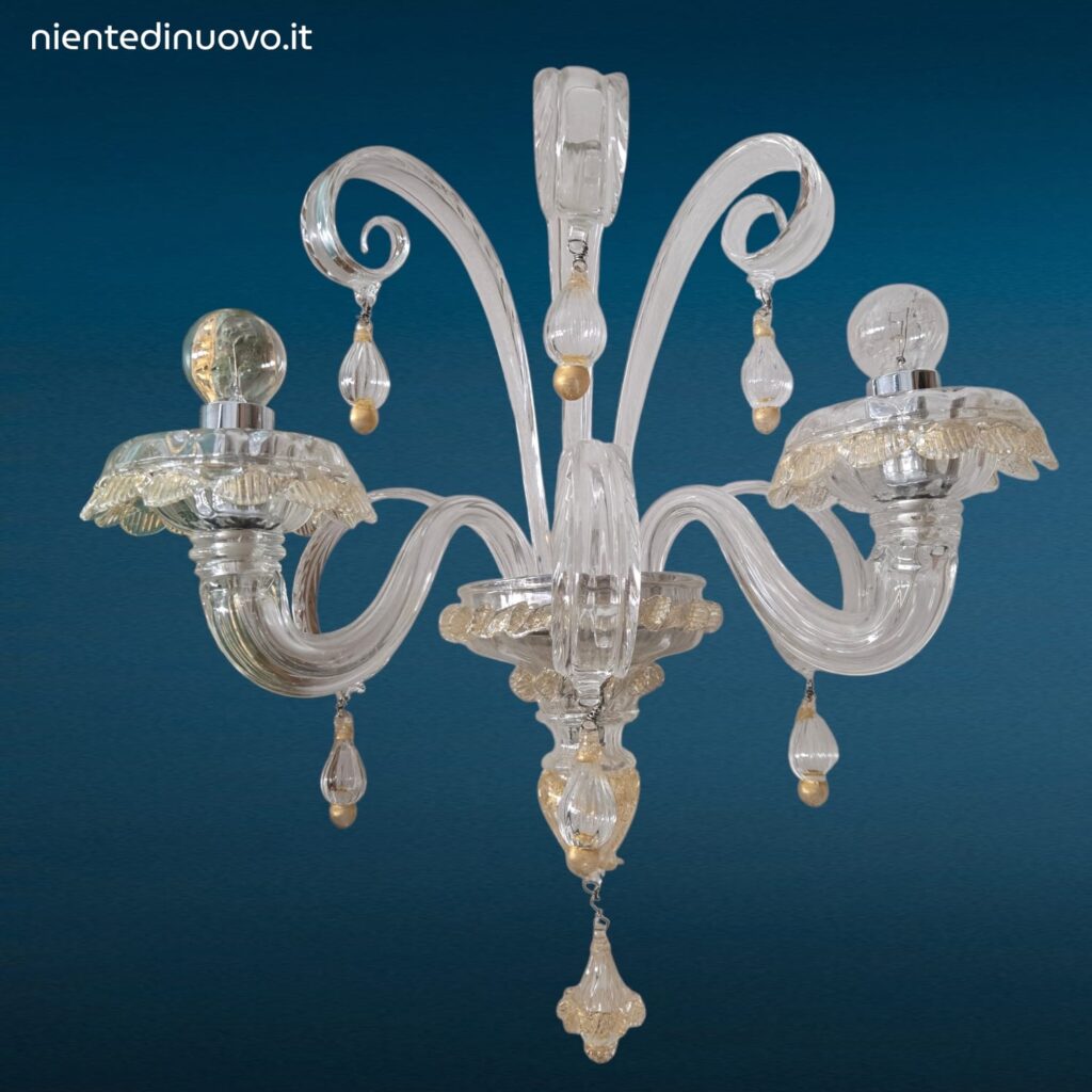Lampada da parete Rabat 4513/02 Barovier e Toso in cristallo con decoro oro