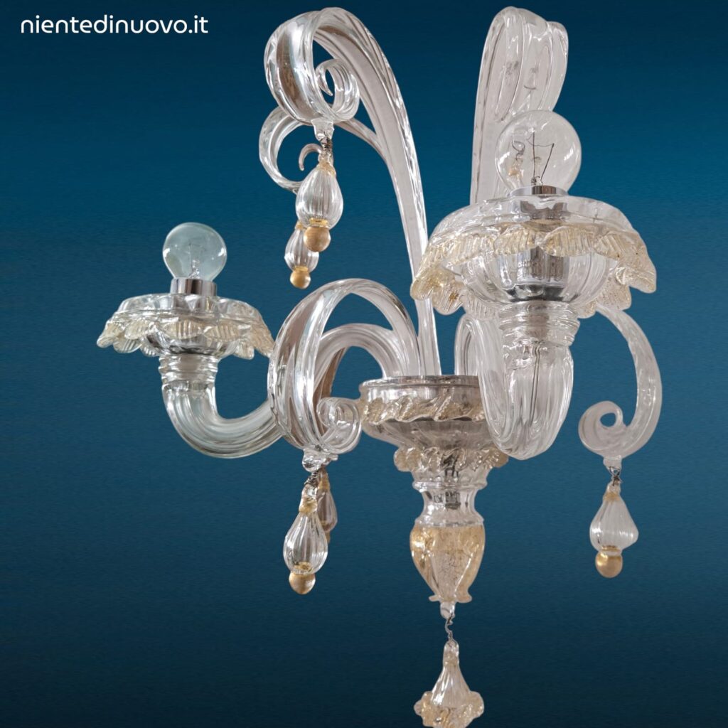 Lampada da parete Rabat 4513/02 Barovier e Toso in cristallo con decoro oro