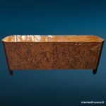 04740.jpg Credenza vintage in radica lucida con colonne laccate nere, anni '70-'80