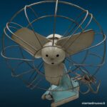 Vecchio ventilatore vintage Pezzoni anni '50 in metallo e bachelite
