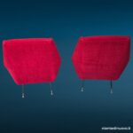 Poltrona anni '60 tessuto rosso gambe nere puntali dorati - immagine aggiuntiva 7