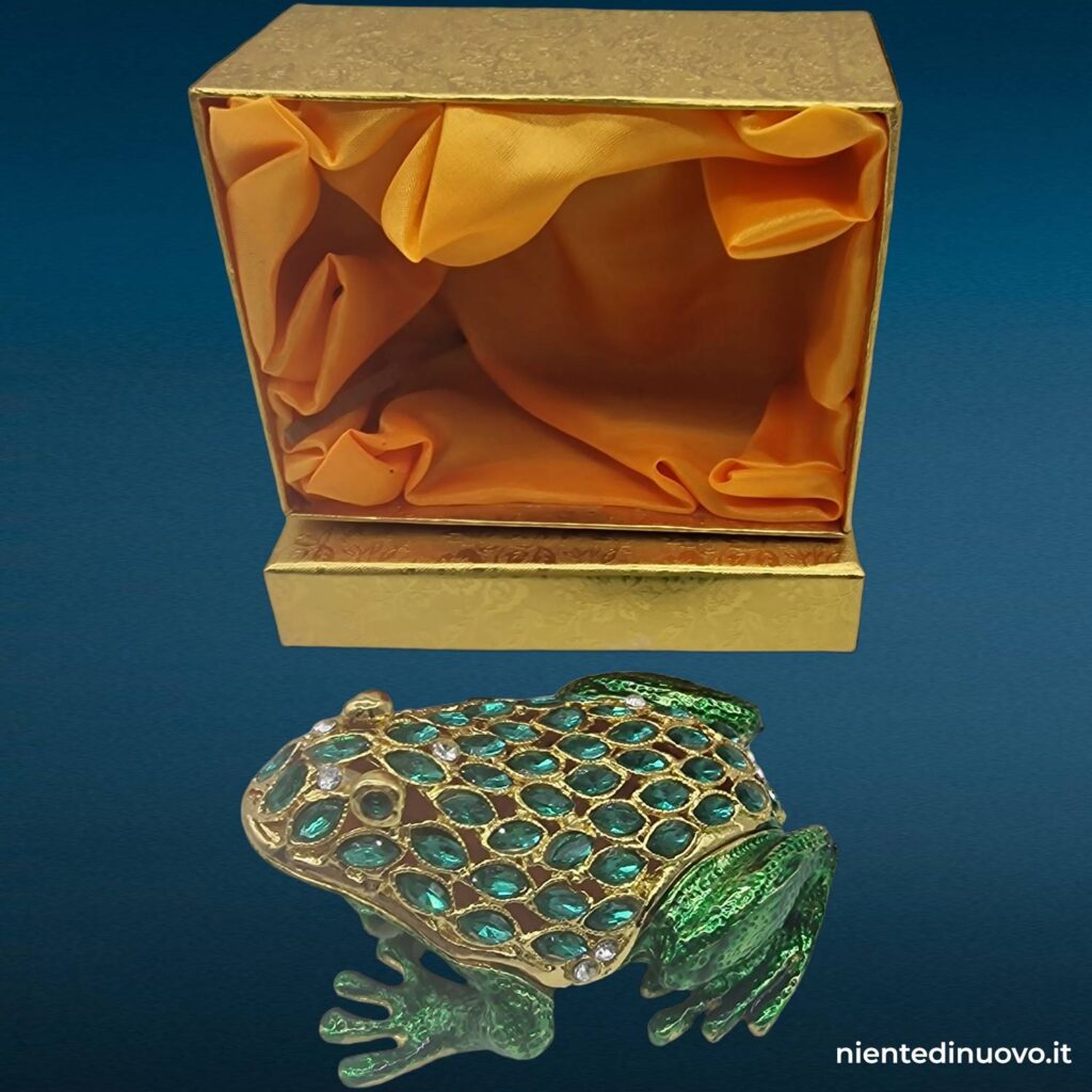 Rana portagioie in metallo decorata con strass - immagine aggiuntiva 6