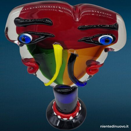 scultura in vetro di Murano doppia testa astratta - immagine aggiuntiva 5