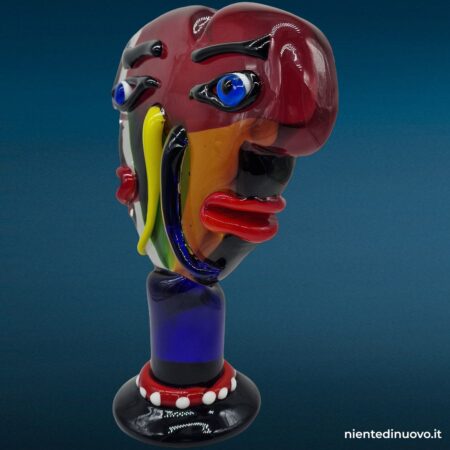 scultura in vetro di Murano doppia testa astratta - immagine aggiuntiva 2