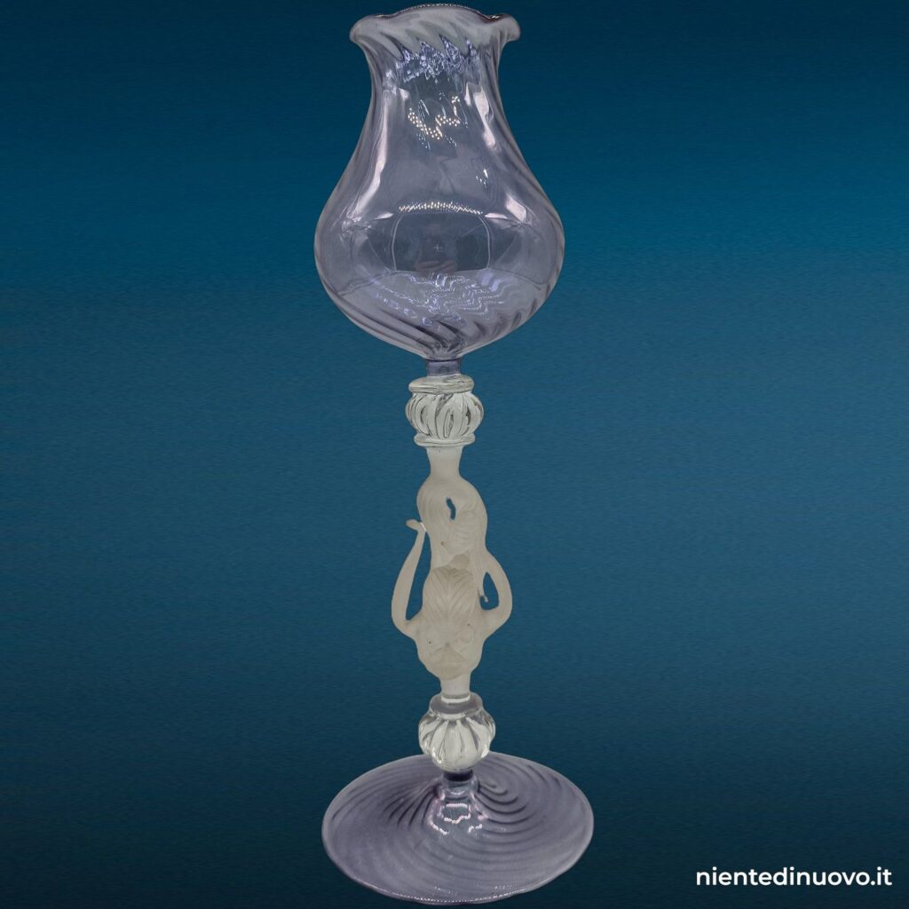 Calice veneziano in vetro soffiato con decori cigno e delfino - immagine aggiuntiva 5