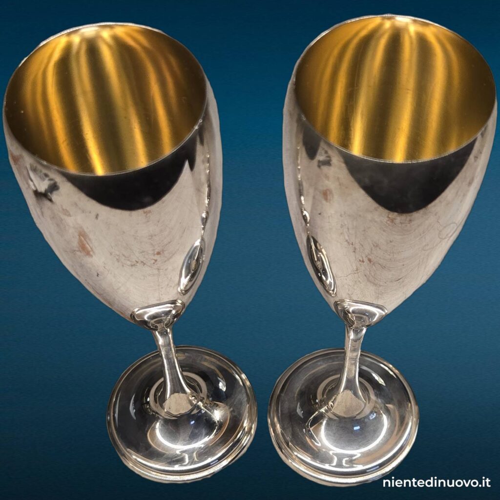 Flute in argento 800 con interno dorato e incisioni A e C - immagine aggiuntiva 4