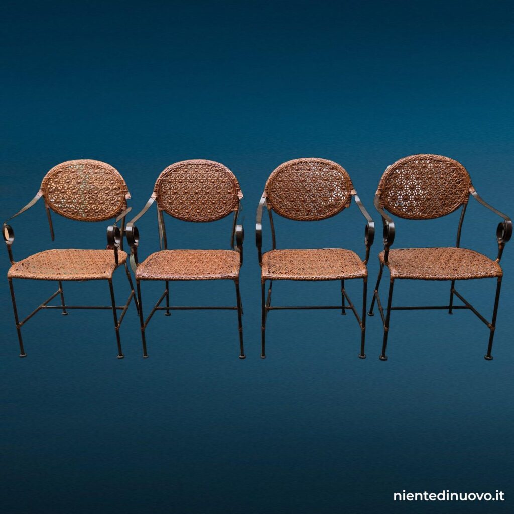 04759.jpg Set di quattro sedie in ferro e vimini - immagine aggiuntiva 8