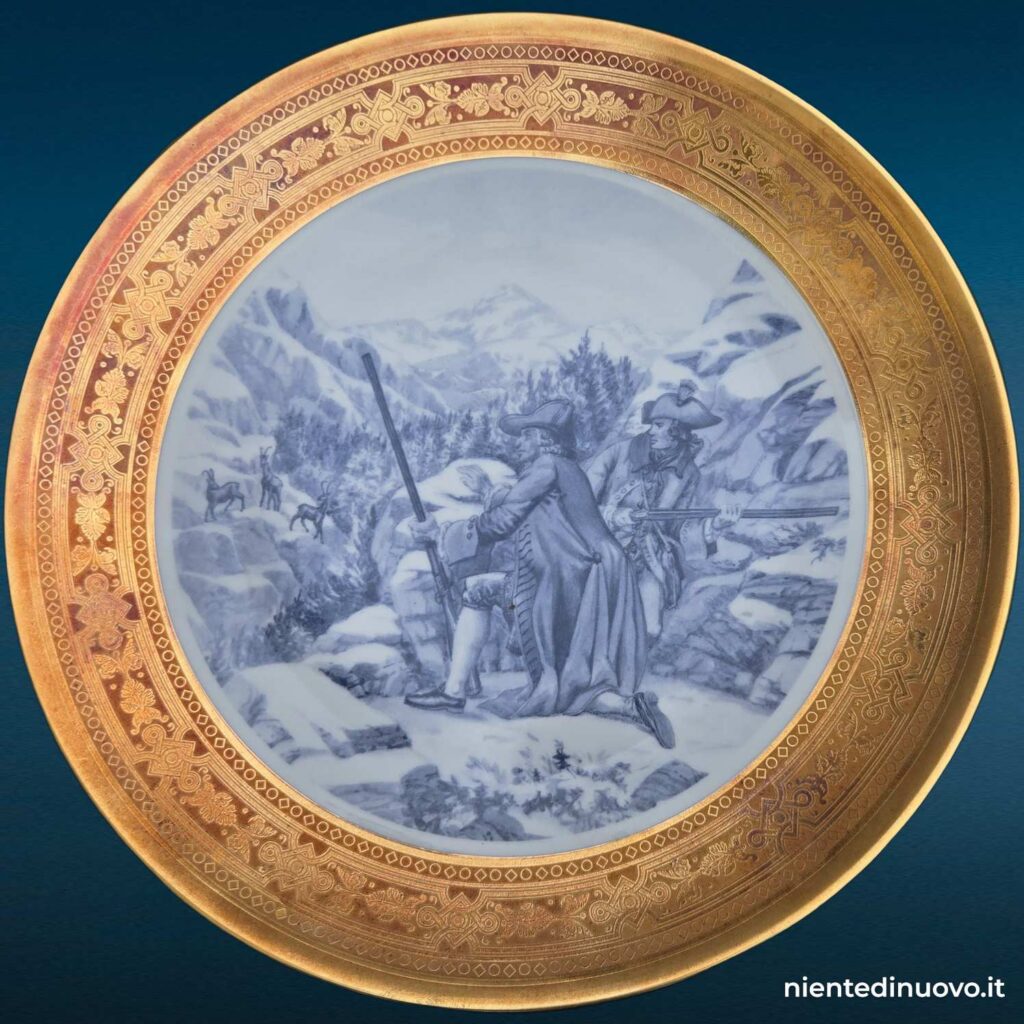 Piatto da parete in porcellana bavarese con bordo oro - immagine aggiuntiva 3