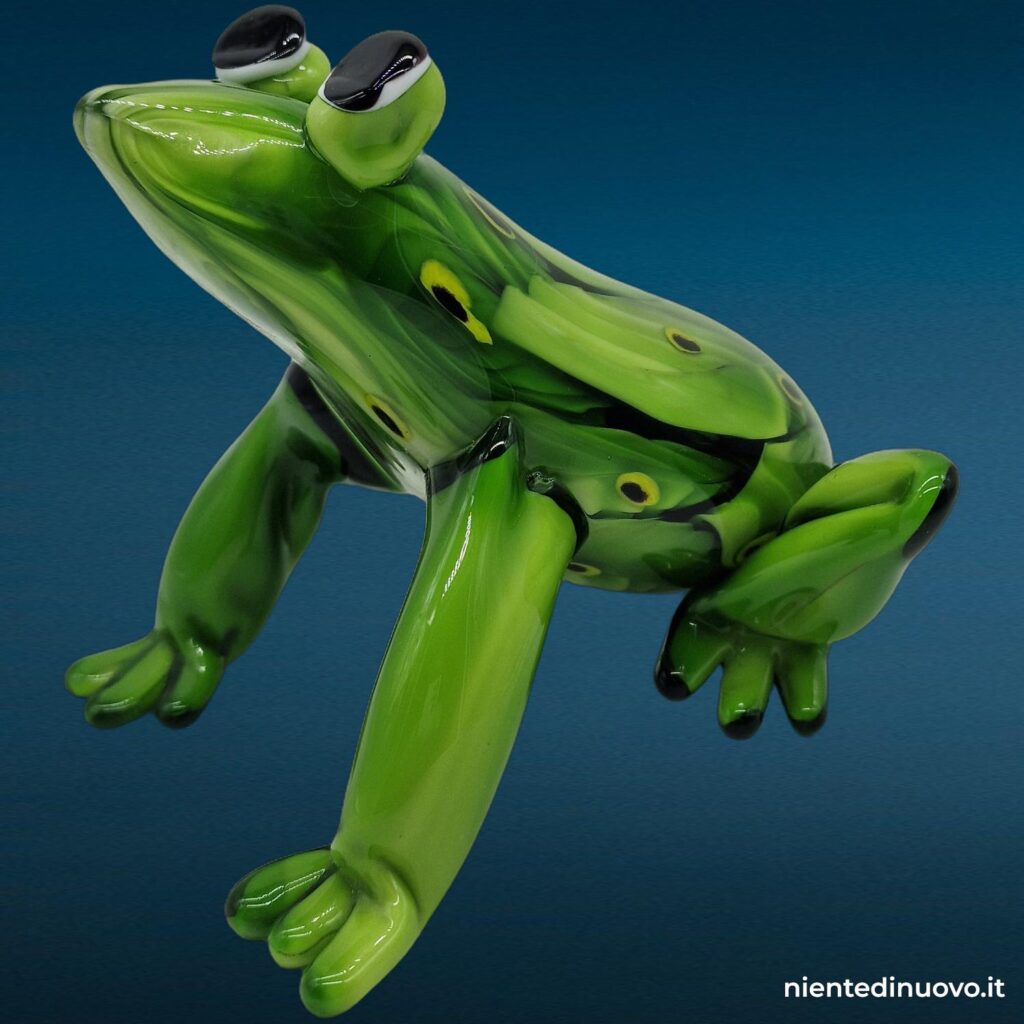 04770.jpg Scultura di rana in vetro verde con decorazioni in vetro - immagine aggiuntiva 7