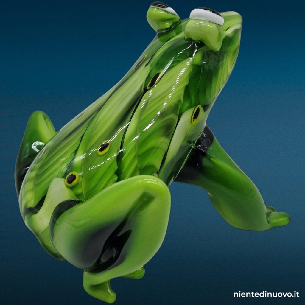 Scultura di rana in vetro verde con decorazioni in vetro - immagine aggiuntiva 4
