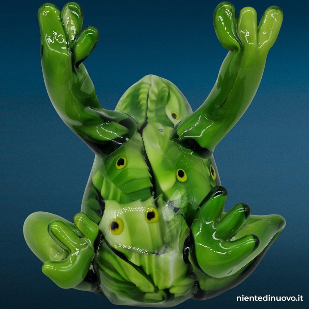 Scultura di rana in vetro verde con decorazioni in vetro - immagine aggiuntiva 6