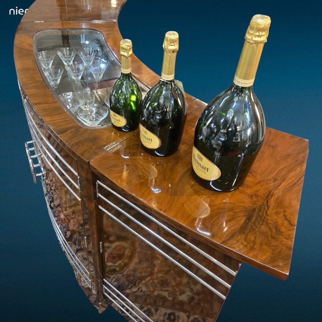 mobile bar apribile in stile déco con vetri scorrevoli - immagine aggiuntiva 6